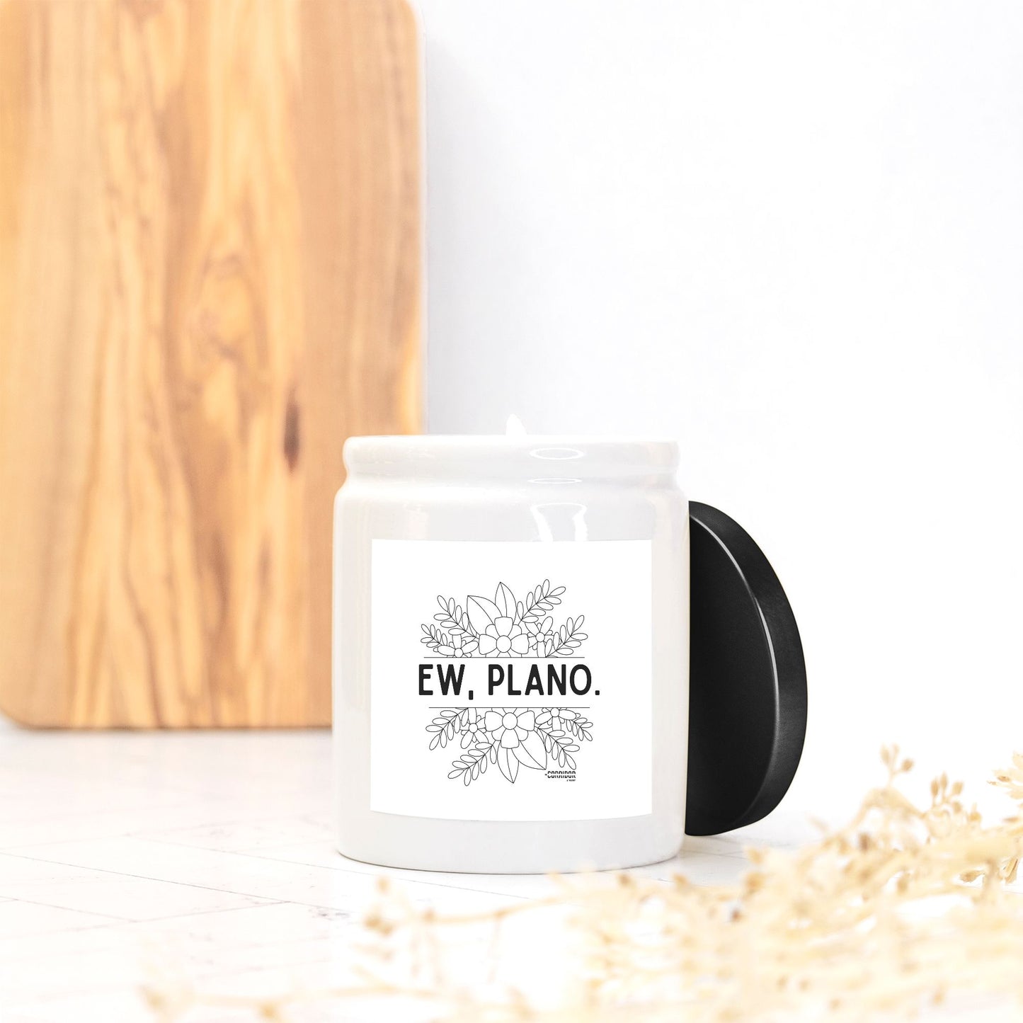 Ew Plano snarky Candle Ceramic 8oz (White)