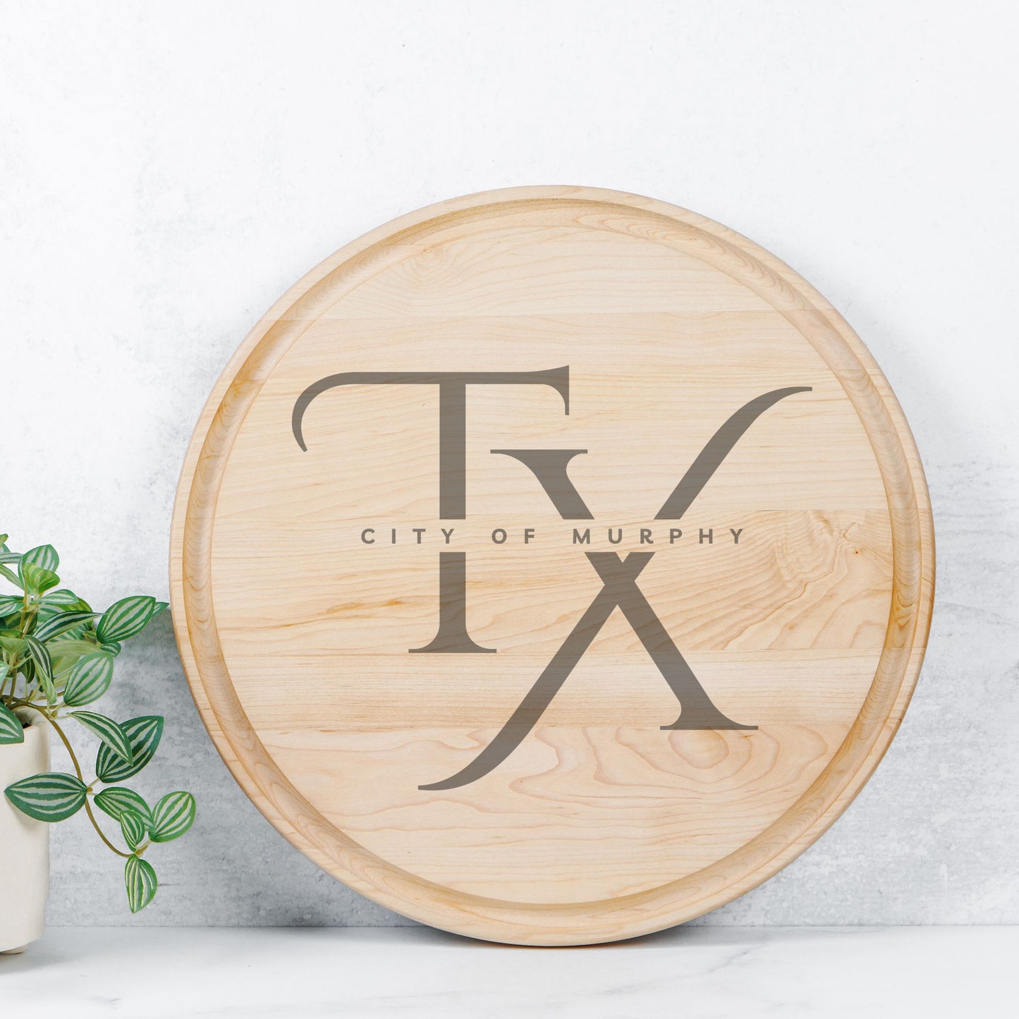 Round Charcuterie Board with Groove - 13.5” x 13.5”